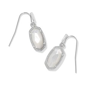 Kendra Scott Lee Silver Drop Earrings in Ivory Mother-of-Pearl